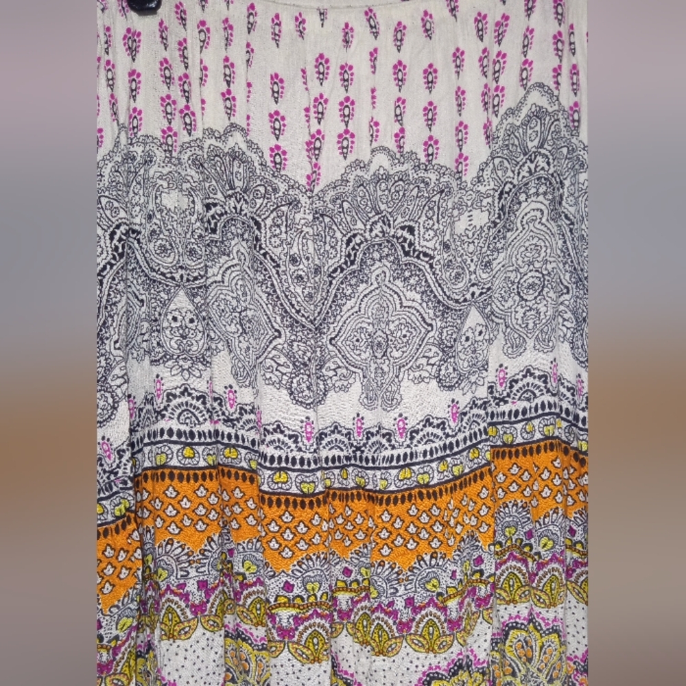 🧡FLORAL BOHEMIAN MAXI PEASANT SKIRT WOMENS SIZE MEDIUM - Picture 2 of 7